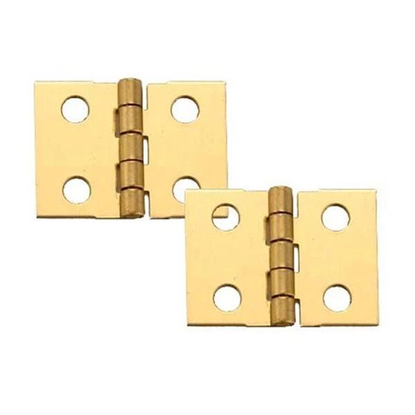 Miniature Hinge Open with Screws - Pair - Style:Broad - Size:1" x 3/4" - Finish:Solid Brass